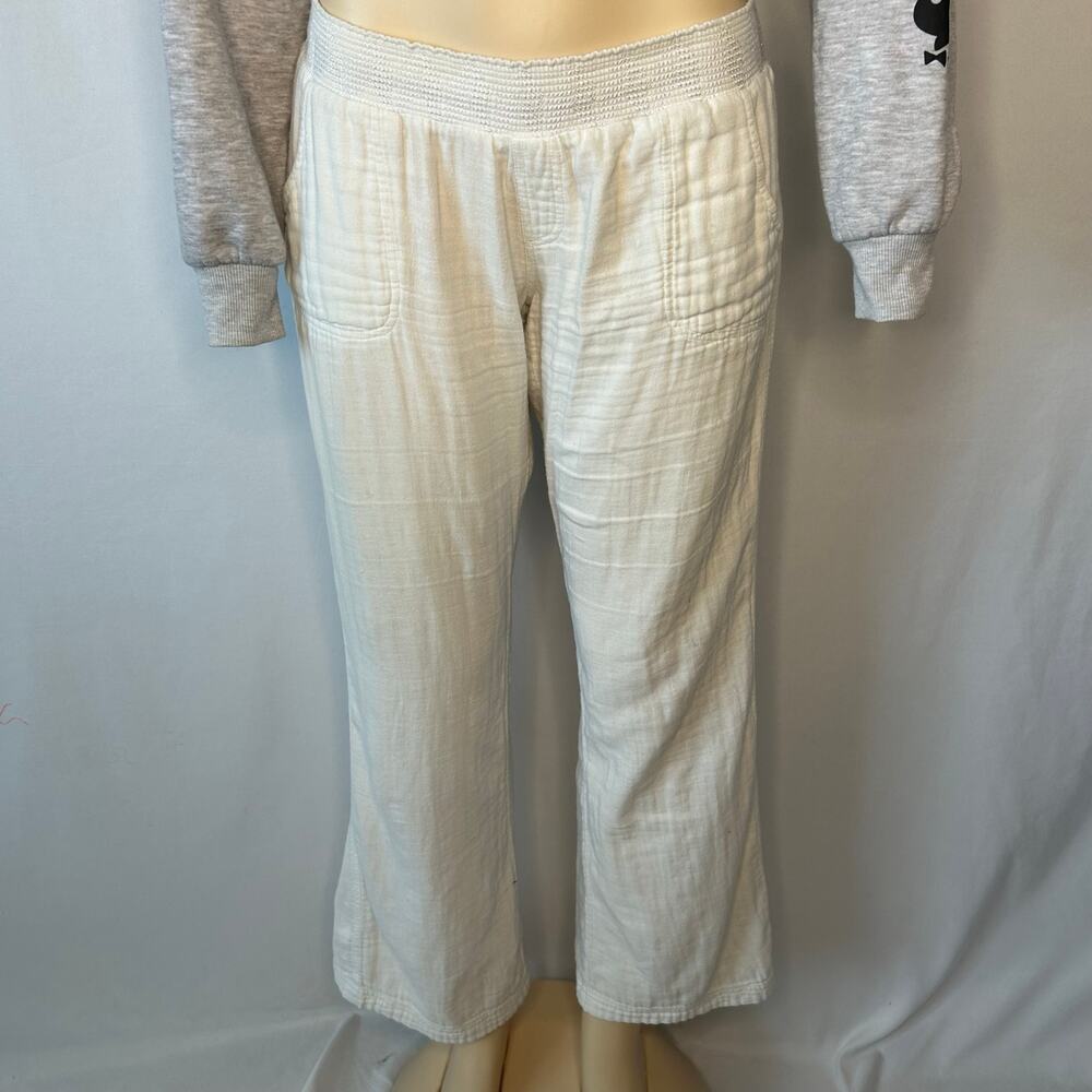 Rip Curl Whisper Pant White Cotton Gauze Pull On Beach Pants Large
